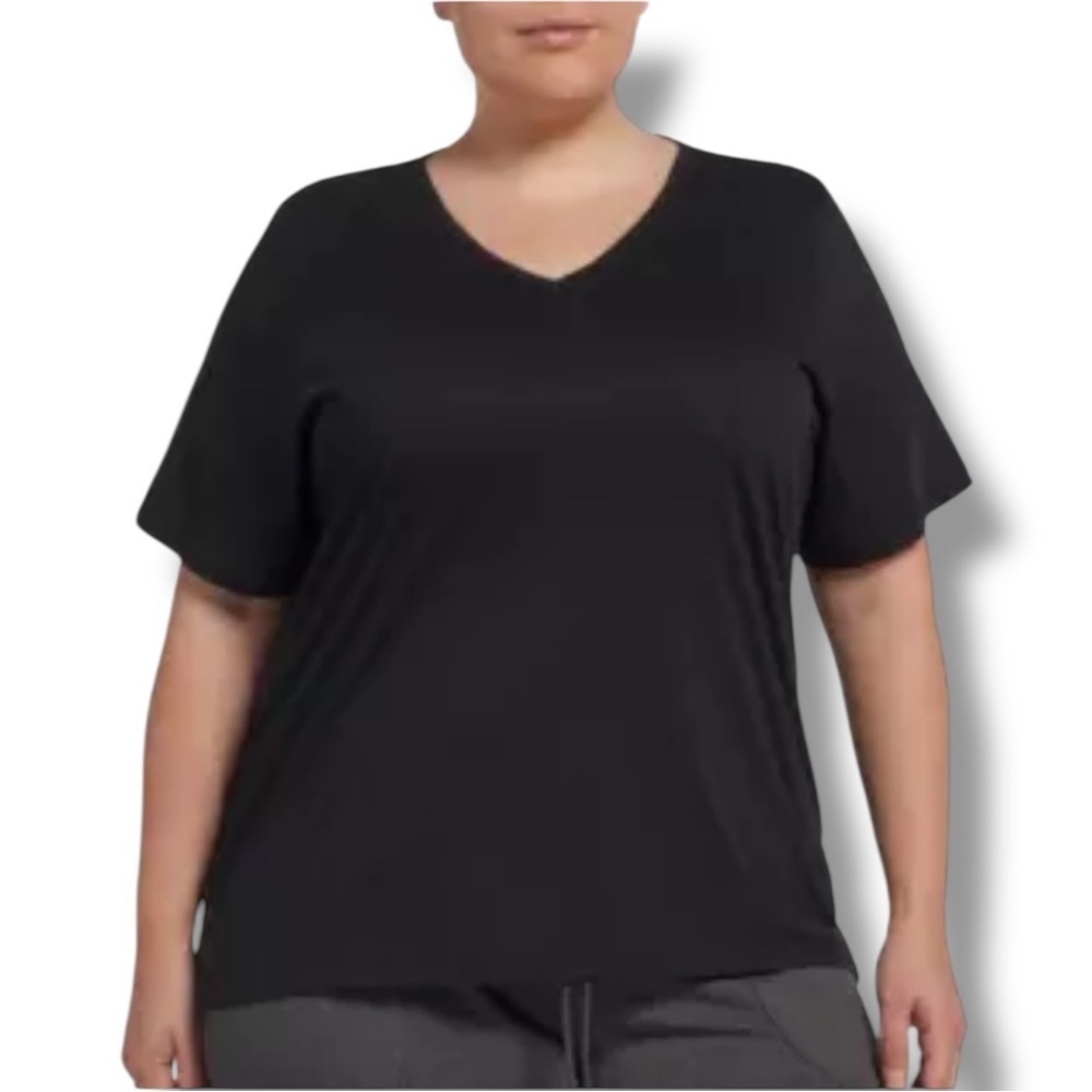 DSG Women's Core Cotton Jersey V-Neck T-Shirt 1X Black